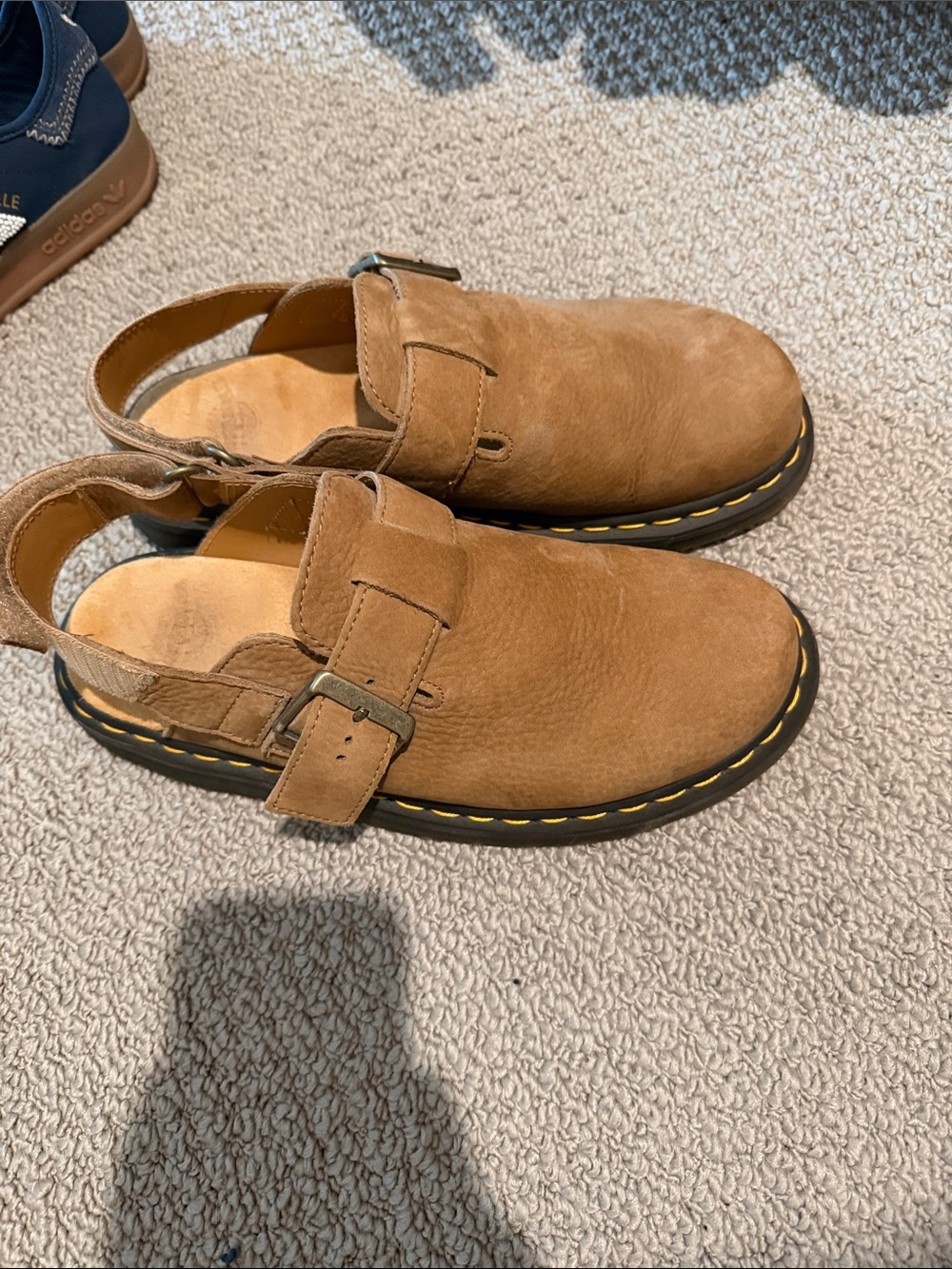 Brown Suede Doc Martens Women’s Buckle Clog Shoes